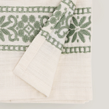 Laika embroidered kitchen tea towel, Sage, pre-order