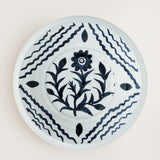 Hand painted decorative terracotta wall plate - indigo