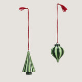 Asta Hand-painted wooden ornaments, green - set of 2