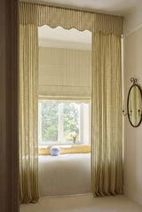 Scalloped Edge Stripe Roman Blind - Olive green - Blackout Lined