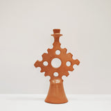 Moroccan handmade Tadelakt Star candlestick, large, terracotta