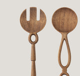 Pinar carved wood salad servers