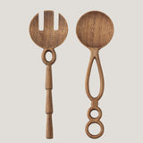 Pinar carved wood salad servers