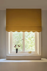 Scalloped Edge Linen Roman Blind - Mustard - Blackout Lined