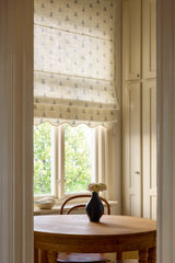 Scalloped Edge Sweet pea roman blind - Dove Blue