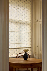 Scalloped Edge Sweet pea roman blind - Dove Blue