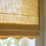 Scalloped Edge Linen roman blind - Oat/off-white