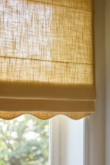 Scalloped Edge Linen roman blind - Oat/off-white
