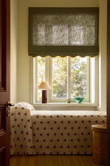 Scalloped Edge Linen roman blind - Khaki/mustard