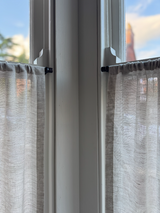 Sheer Linen café curtain, double pole - Sand
