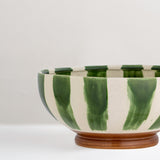Shakti hand painted green glazed stoneware bowl, large