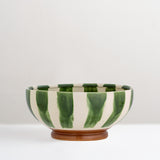 Shakti hand painted green glazed stoneware bowl, large