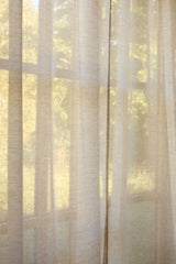 Sheer linen curtain - sand