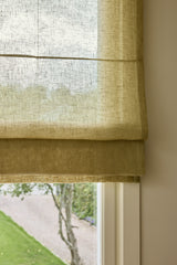 Sheer linen roman blind - Olive Green