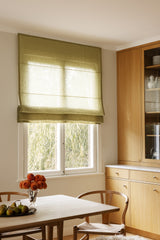 Sheer linen roman blind - Olive Green