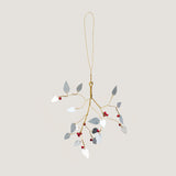 Branch in iron and brass with red beads ornament