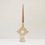 Moroccan handmade Tadelakt Star candlestick, large, putty