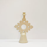 Moroccan handmade Tadelakt Star candlestick, large, putty