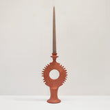 Moroccan handmade Tadelakt Sunburst candlestick, large, terracotta