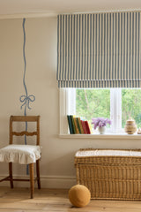 Stripe linen roman blind - Dove blue