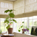 Stripe linen roman blind - Olive green