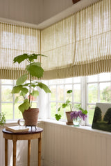 Stripe linen roman blind - Olive green