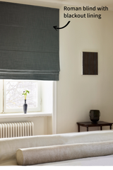 Linen roman blind - petrol