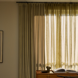 Sheer linen curtain - Olive Green