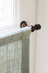 Linen café curtain - Dove Blue