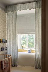 Scalloped Edge Stripe Roman Blind - Dove blue - Blackout Lined
