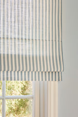 Stripe linen roman blind - Dove blue