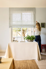 Stripe linen roman blind - Dove blue