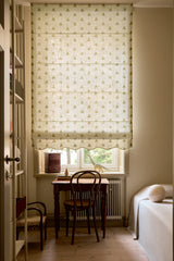 Scalloped Edge Sweet pea roman blind - Olive Green