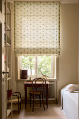 Scalloped Edge Sweet pea roman blind - Olive Green