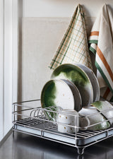 Lina Stripe kitchen tea towel, green check
