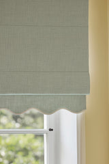 Scalloped Edge Linen Roman Blind - Dove Blue - Blackout Lined