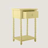 Salino pale yellow bedside Table, Pine
