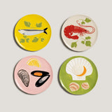 Plates de la mer, pink, set of 4