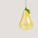 Pear glass tree ornament, yellow