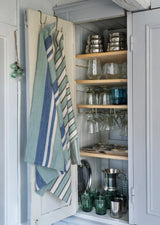 Lina Stripe kitchen tea towel, pale green, blue and cream