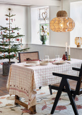 Livia embroidered check cotton tablecloth