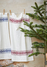 Laika embroidered kitchen tea towel, Navy