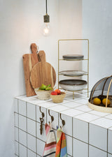 Lina Stripe kitchen tea towel, Rust, pink and charcoal, pre-order