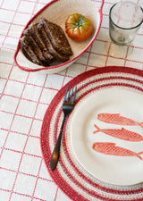 Livia embroidered check cotton tablecloth