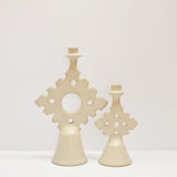 Moroccan handmade Tadelakt Star candlestick, medium, putty