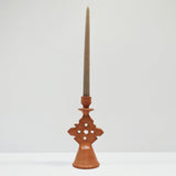 Moroccan handmade tadelakt Star candlestick, medium, terracotta