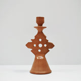 Moroccan handmade tadelakt Star candlestick, medium, terracotta