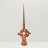 Moroccan handmade Tadelakt Star candlestick, large, terracotta