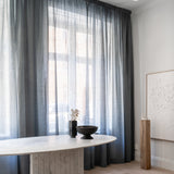 Sheer linen curtain - petrol