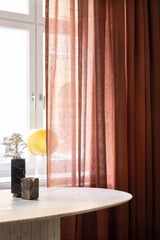 Sheer linen curtain fabric sample – terracotta